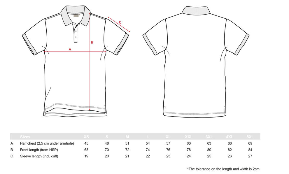 Maattabel voor Santino Poloshirt Mathias